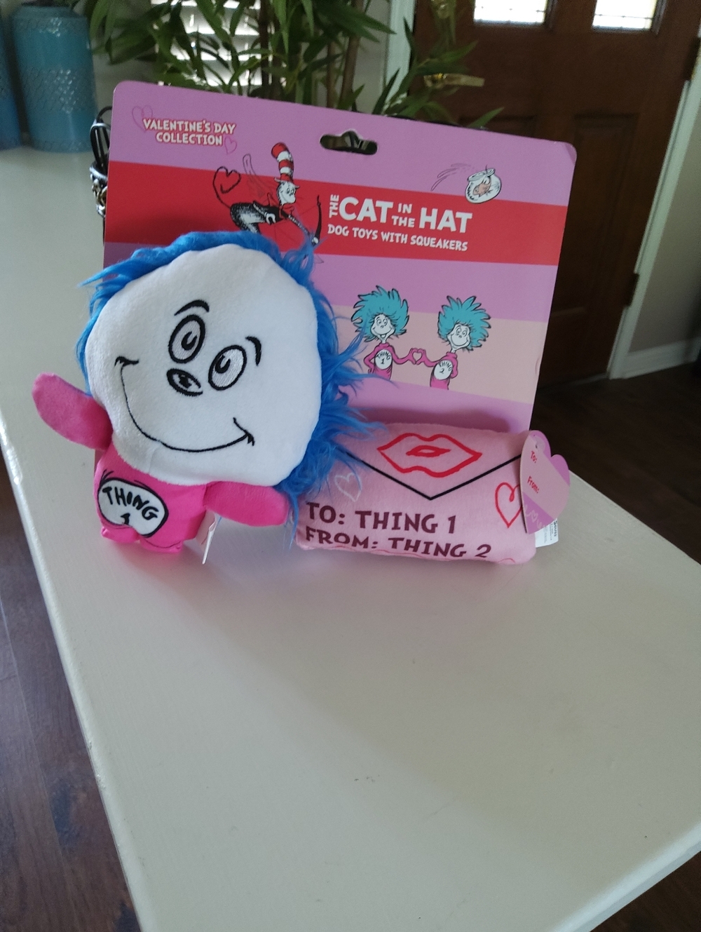 Dr. Seuss The Cat in the Hat Thing 1 Plush Dog Toy - Pink & Blue